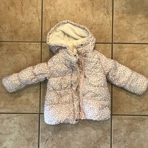 Toddler Girls Pink Leopard Print Winter Coat